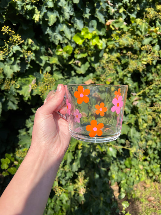 Floral glass mug