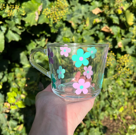 Floral glass mug